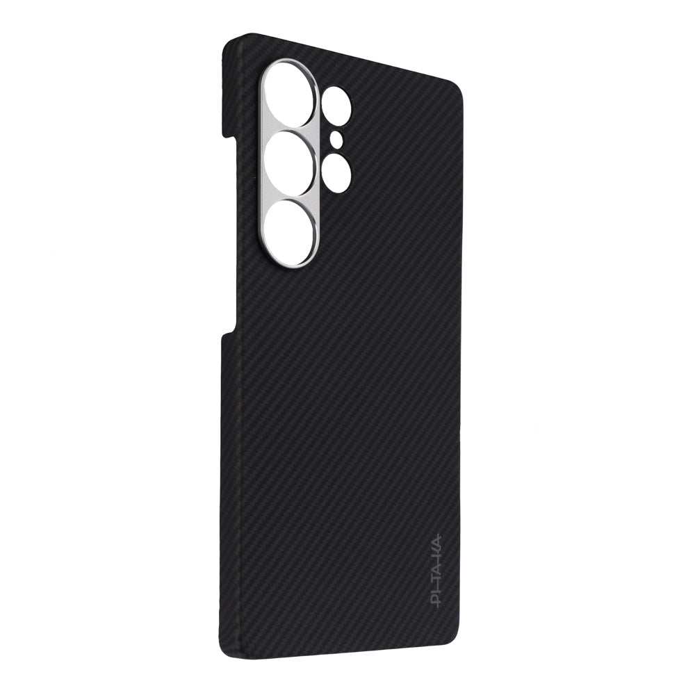 Galaxy S25 Ultra Kılıf M-safe Şarj Özellikli 600D Aramid Fiber Pitaka Ultra-Slim Classic Serisi Black-Grey Twill Kılıf Galaxy S25 Ultra Kılıf M-safe Şarj Özellikli 600D Aramid Fiber Pitaka Ultra-Slim Classic Serisi Black-Grey Twill Kılıf